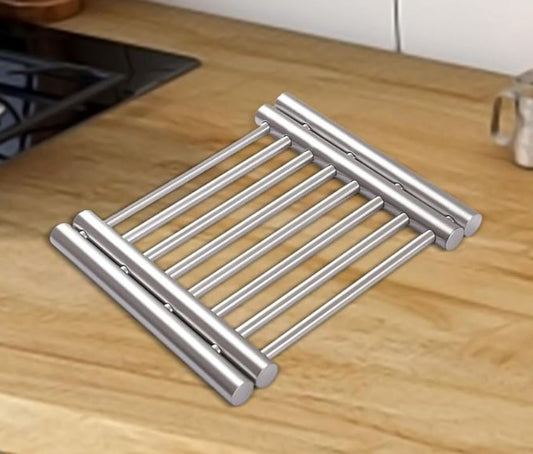 Stainless Steel Trivet Pot Holder & Hot Dish Stand – Heat-Resistant Kitchen Countertop Protector | Zinggal Qatar
