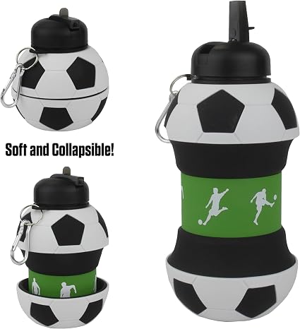 Collapsible Soccer Ball Water Bottle for Kids – BPA-Free Silicone Sports Bottle with Carry Clip | Zinggal Qatar