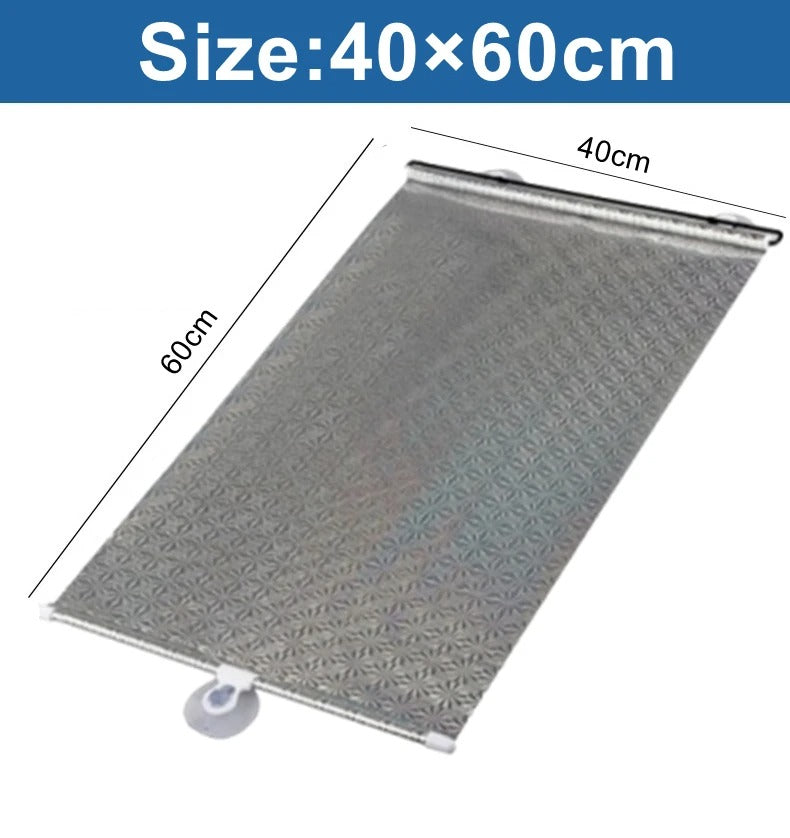 Car Curtain Windshield Sunshade Auto Retractable Sun Block Roller Blind PVC Curtain Car Sun Visor Front Windshield Sun Shade