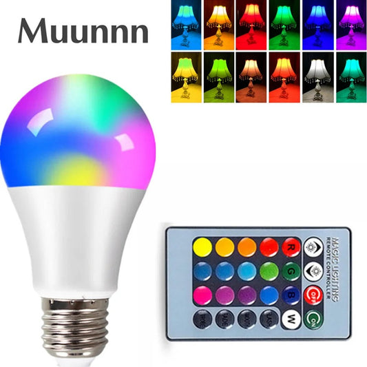 LED E27 RGB Lamp Spotlight Bulb AC 85-265V LED 15W 10W 4W IR Remote Control Led Bulb Smart Led RGBW Lamp Home Decor