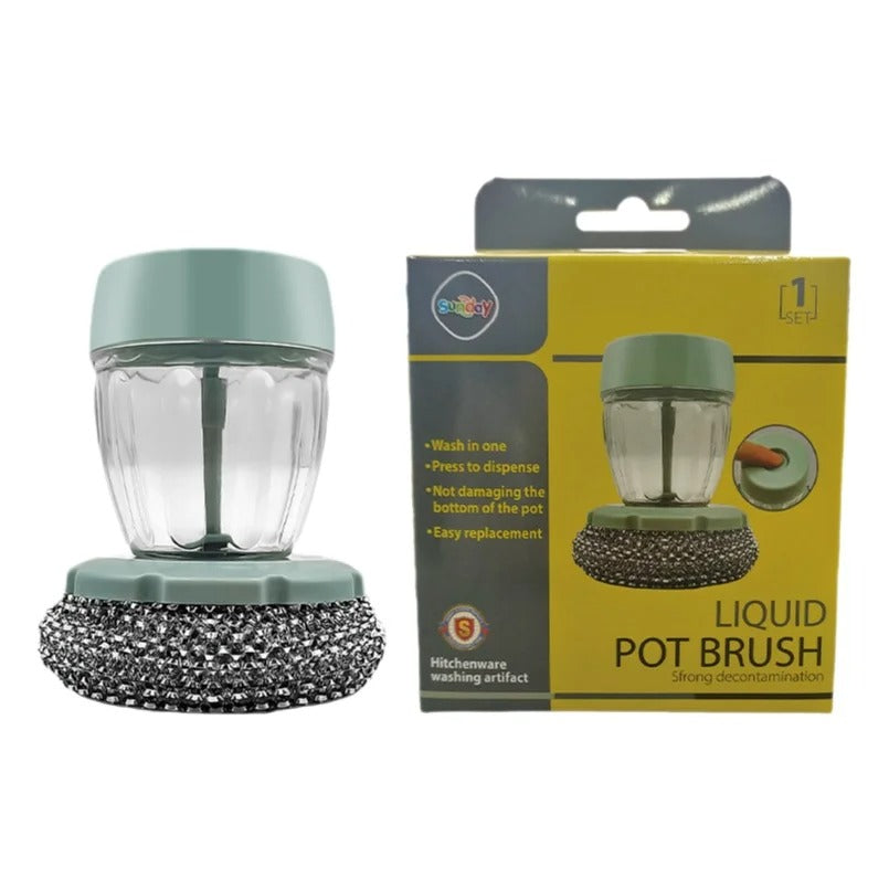 Non-Stick Steel Wire Kitchen Cleaning Brush Dishwashing Pot Scrubber Home Use Plastic Handle Durable Scrubbing Tool