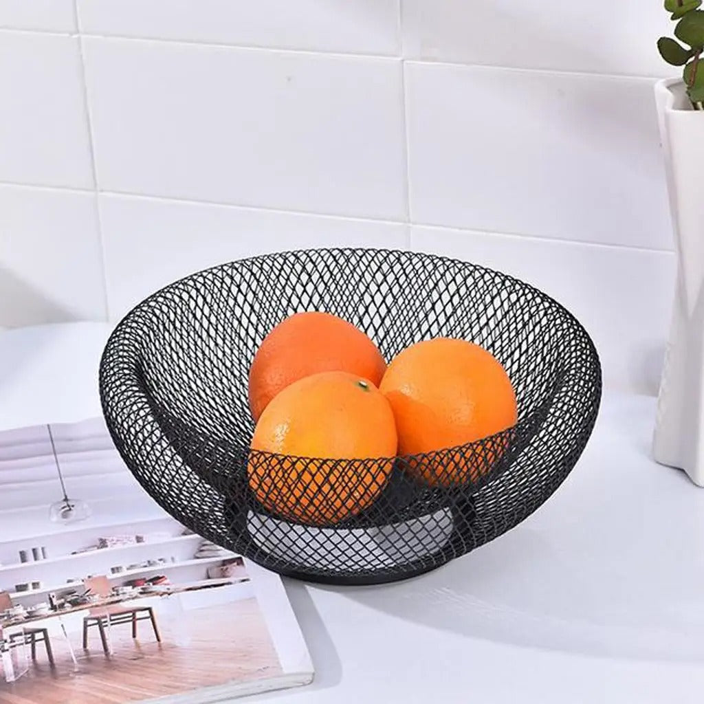 Metal Fruit Basket | Large Round Mesh Fruit & Vegetable Storage Basket