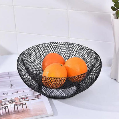 Metal Fruit Basket | Large Round Mesh Fruit & Vegetable Storage Basket