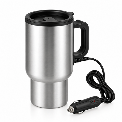 12V Car Heating Cup 450ml – Stainless Steel Heated Travel Mug-zinggal