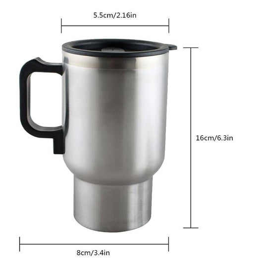 12V Car Heating Cup 450ml – Stainless Steel Heated Travel Mug-zinggal