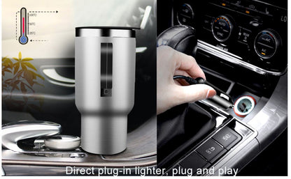12V Car Heating Cup 450ml – Stainless Steel Heated Travel Mug-zinggal