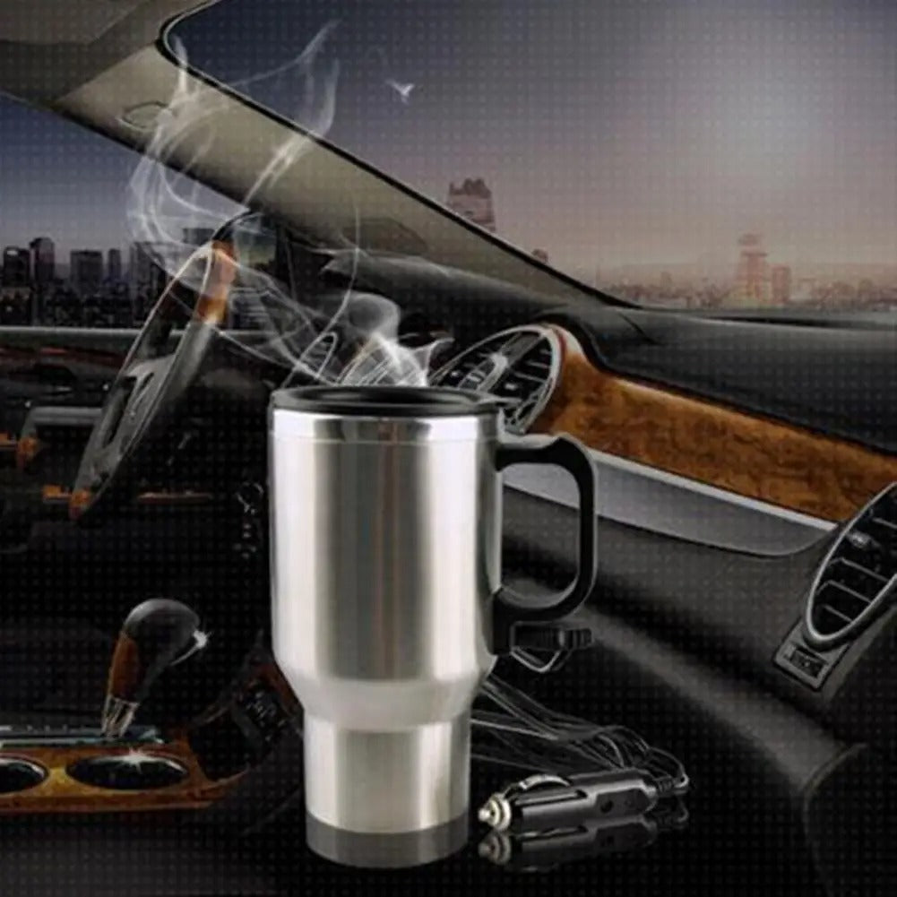 12V Car Heating Cup 450ml – Stainless Steel Heated Travel Mug-zinggal