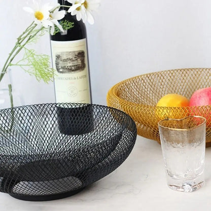 Metal Fruit Basket | Large Round Mesh Fruit & Vegetable Storage Basket