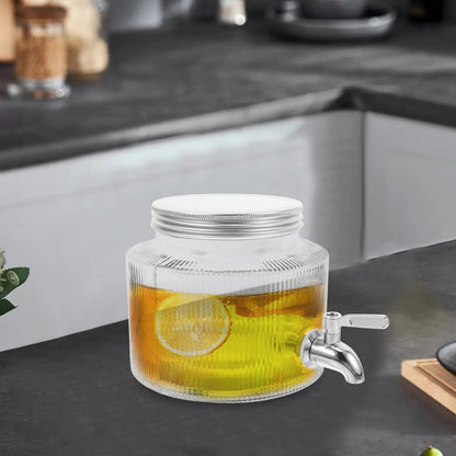 Glass Drink Dispenser for Fridge | Large Capacity Beverage Container with Tap for Juice, Water & Tea