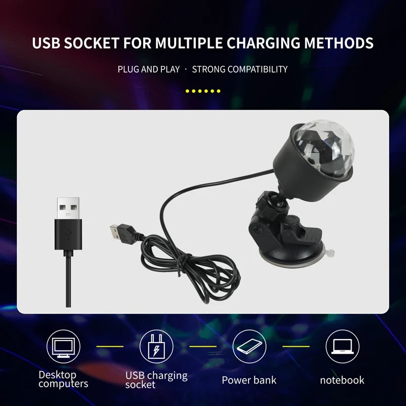 RGB Disco Ball Party Light with Remote – Sound Activated, 7 Modes- zinggal-Qatar