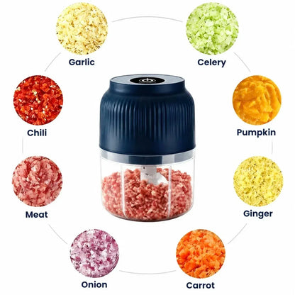 250ml Mini Electric Food Chopper – USB Rechargeable Garlic, Onion & Vegetable Cutter | Zinggal Qatar