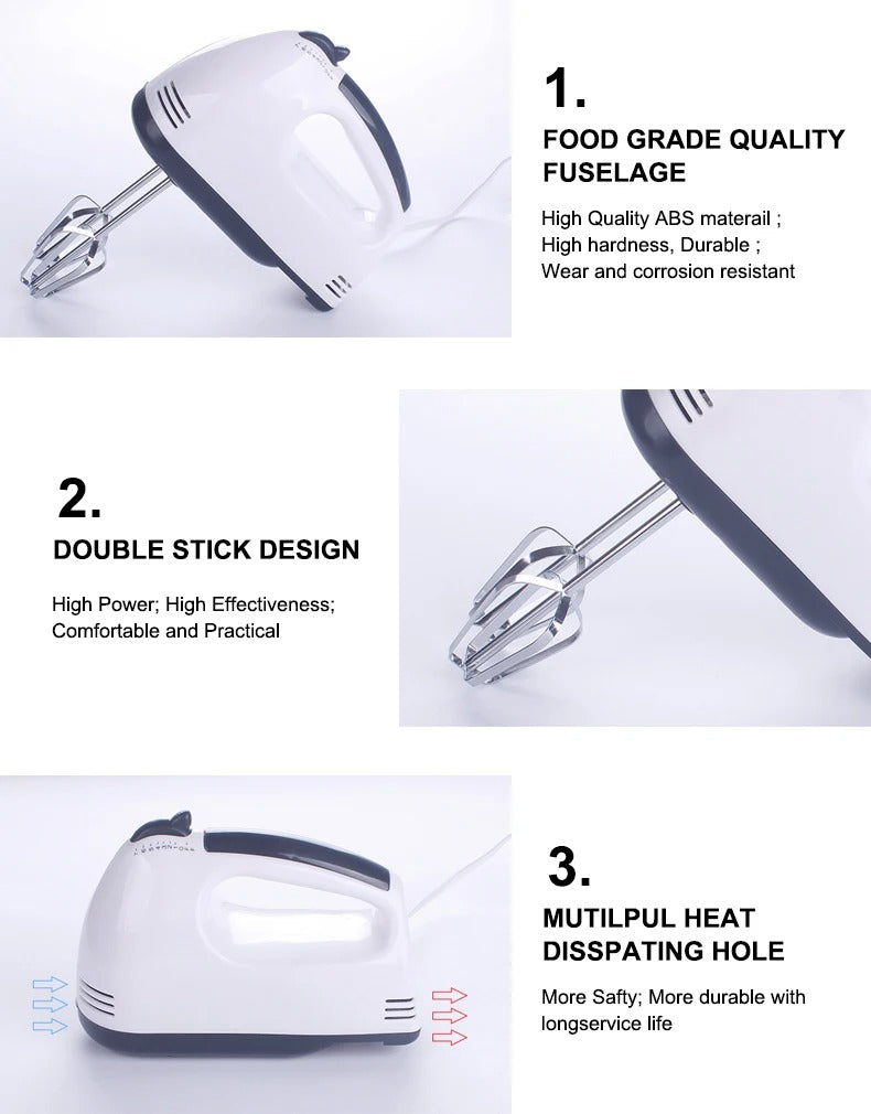 7-Speed Electric Hand Mixer | Powerful Egg Beater & Baking Mixer for Cakes, Cream & Dough