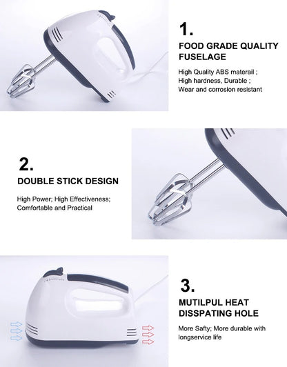 7-Speed Electric Hand Mixer | Powerful Egg Beater & Baking Mixer for Cakes, Cream & Dough