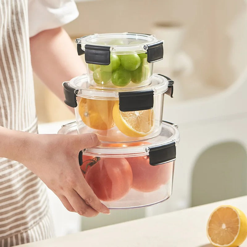 3-Piece Round Food Storage Container Set with Snap Lids – 3 Sizes, Freezer-Safe | Zinggal