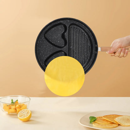 3-Hole Non-Stick Egg Frying Pan with Heart Molds – Breakfast Egg & Pancake Pan for Gas and Induction Stoves | Zinggal Qatar