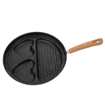 3-Hole Non-Stick Egg Frying Pan with Heart Molds – Breakfast Egg & Pancake Pan for Gas and Induction Stoves | Zinggal Qatar