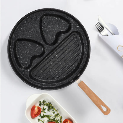 3-Hole Non-Stick Egg Frying Pan with Heart Molds – Breakfast Egg & Pancake Pan for Gas and Induction Stoves | Zinggal Qatar