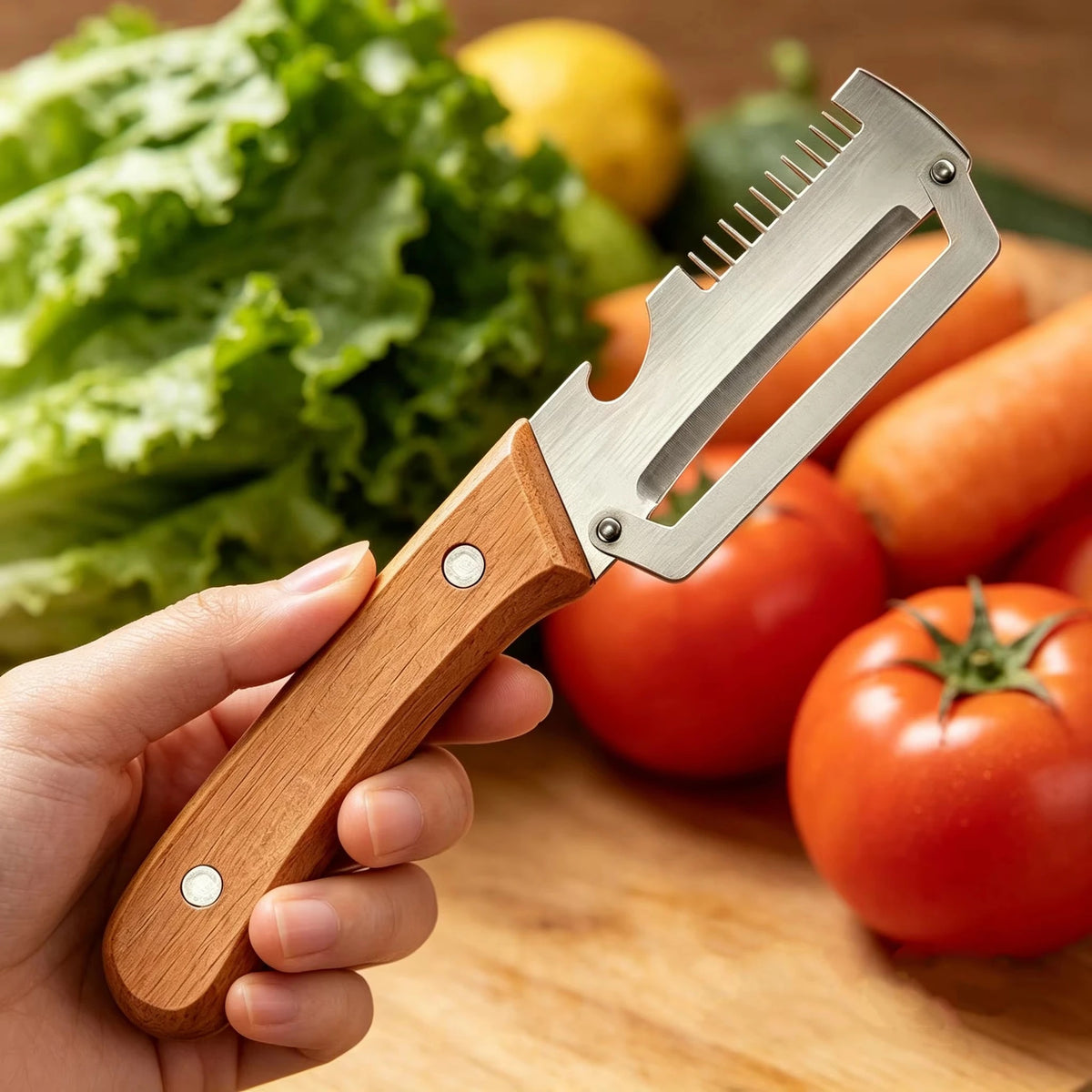 3-in-1 Vegetable Peeler & Kitchen Slicer with Bottle Opener | Stainless Steel Multifunctional Tool Qatar