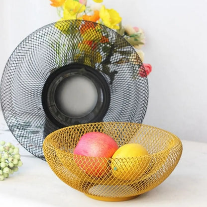 Metal Fruit Basket | Large Round Mesh Fruit & Vegetable Storage Basket