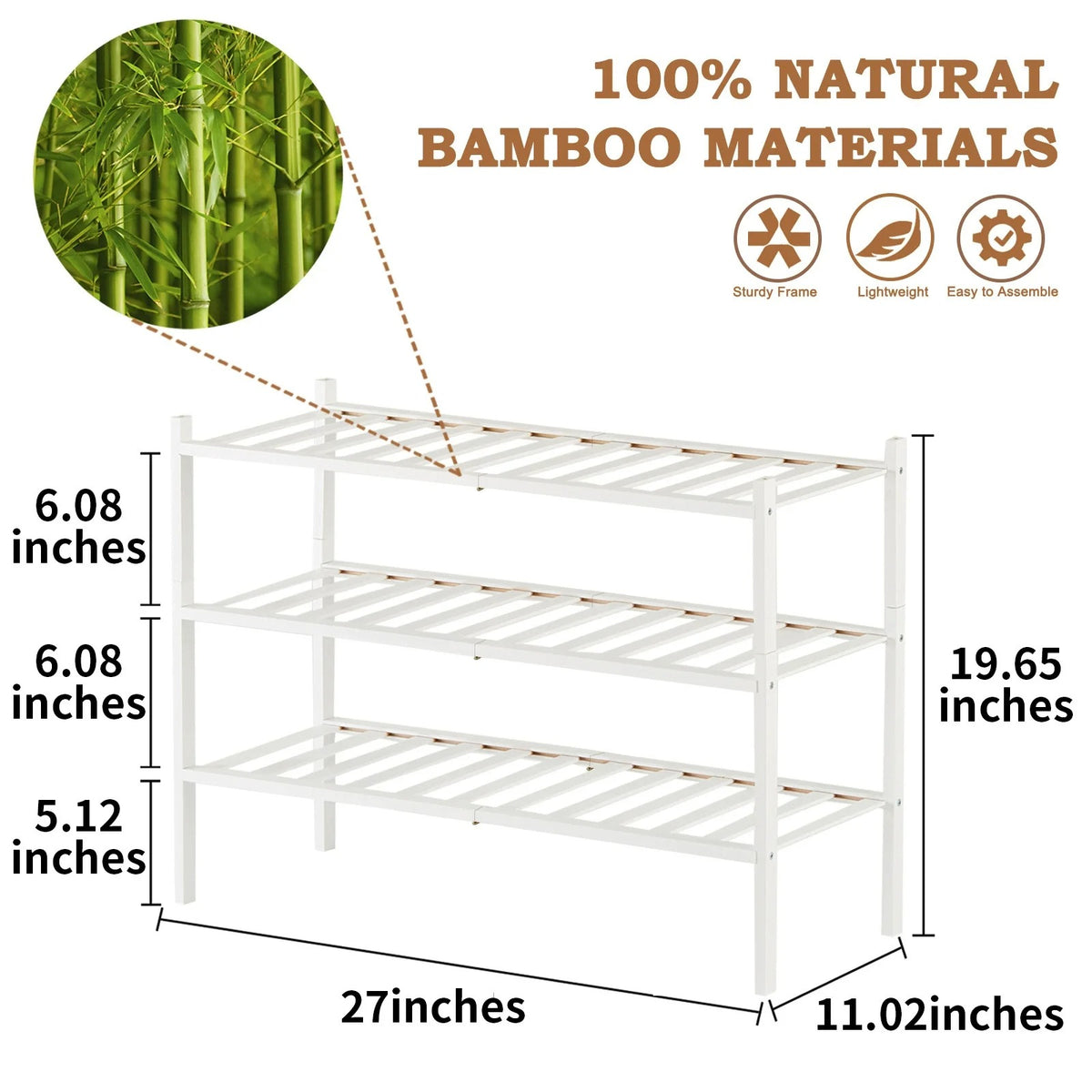 3-Tier Bamboo Shoe Rack | Wooden Shoe Storage Organizer for Entryway, Wardrobe & Closet