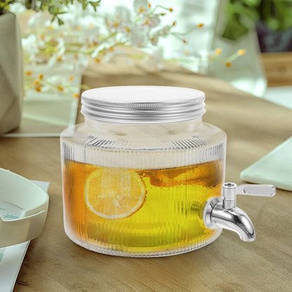 Glass Drink Dispenser for Fridge | Large Capacity Beverage Container with Tap for Juice, Water & Tea