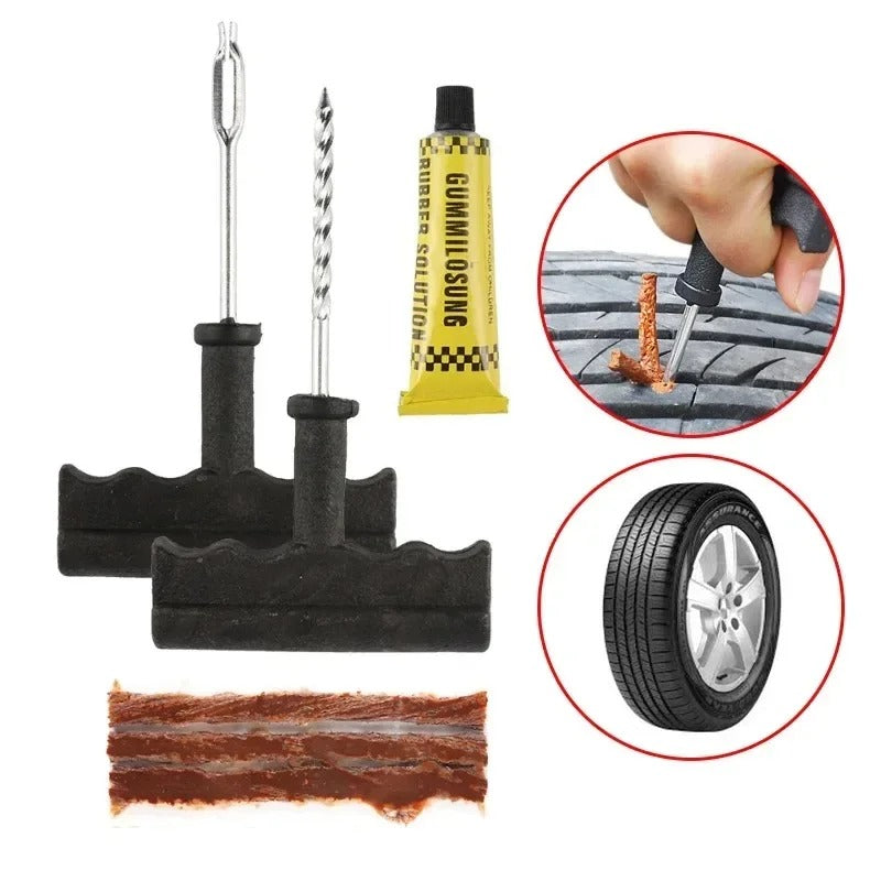 5-Piece Tubeless Tire Repair Kit | Motorcycle, Car & Truck Tire Puncture Repair Tool with Rubber Plugs