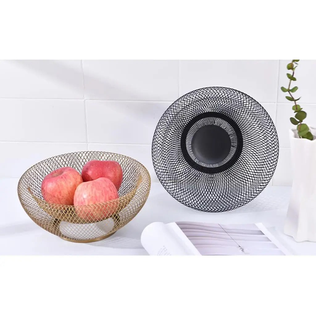 Metal Fruit Basket | Large Round Mesh Fruit & Vegetable Storage Basket