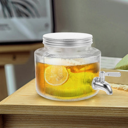 Glass Drink Dispenser for Fridge | Large Capacity Beverage Container with Tap for Juice, Water & Tea