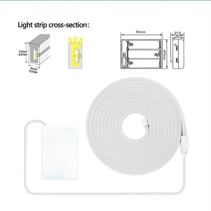 Battery Powered Neon LED Strip Light with Battery Box – Flexible Rope Light for Bedroom & DIY Decor-zinggal-Qatar