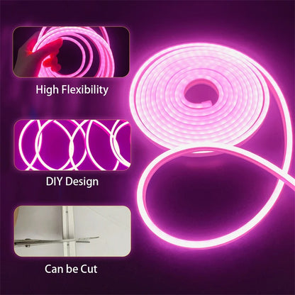 Battery Powered Neon LED Strip Light with Battery Box – Flexible Rope Light for Bedroom & DIY Decor-zinggal-Qatar