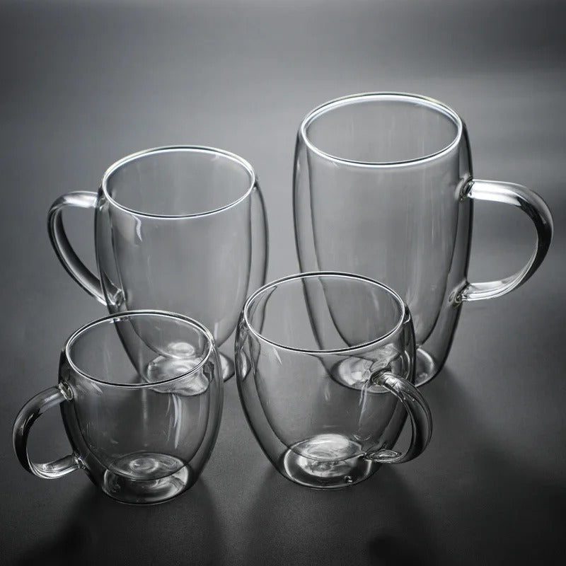 Double Wall Borosilicate Glass Mug | Heat-Resistant Tea, Coffee, Milk & Juice Cup | Gift Drinkware