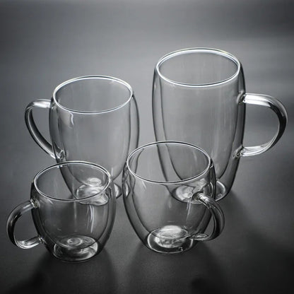 Double Wall Borosilicate Glass Mug | Heat-Resistant Tea, Coffee, Milk & Juice Cup | Gift Drinkware