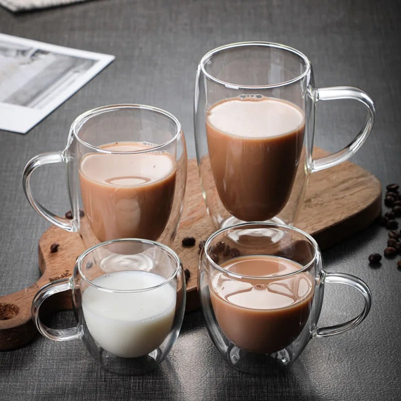 Double Wall Borosilicate Glass Mug | Heat-Resistant Tea, Coffee, Milk & Juice Cup | Gift Drinkware