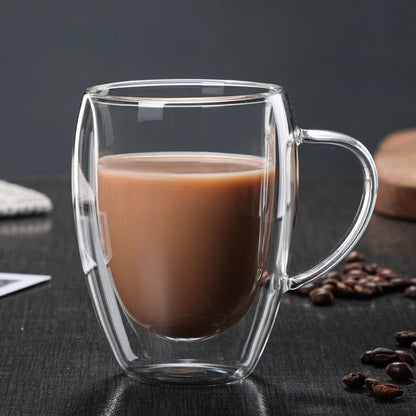 Double Wall Borosilicate Glass Mug | Heat-Resistant Tea, Coffee, Milk & Juice Cup | Gift Drinkware