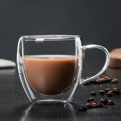 Double Wall Borosilicate Glass Mug | Heat-Resistant Tea, Coffee, Milk & Juice Cup | Gift Drinkware