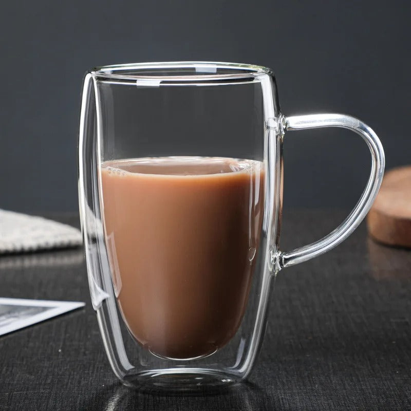Double Wall Borosilicate Glass Mug | Heat-Resistant Tea, Coffee, Milk & Juice Cup | Gift Drinkware