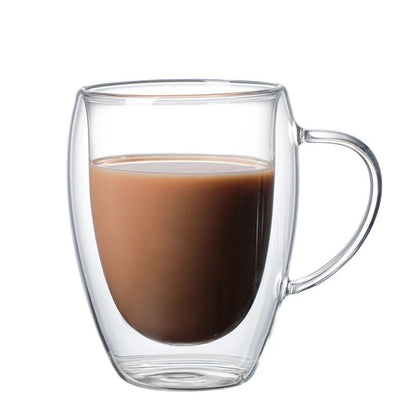 Double Wall Borosilicate Glass Mug | Heat-Resistant Tea, Coffee, Milk & Juice Cup | Gift Drinkware