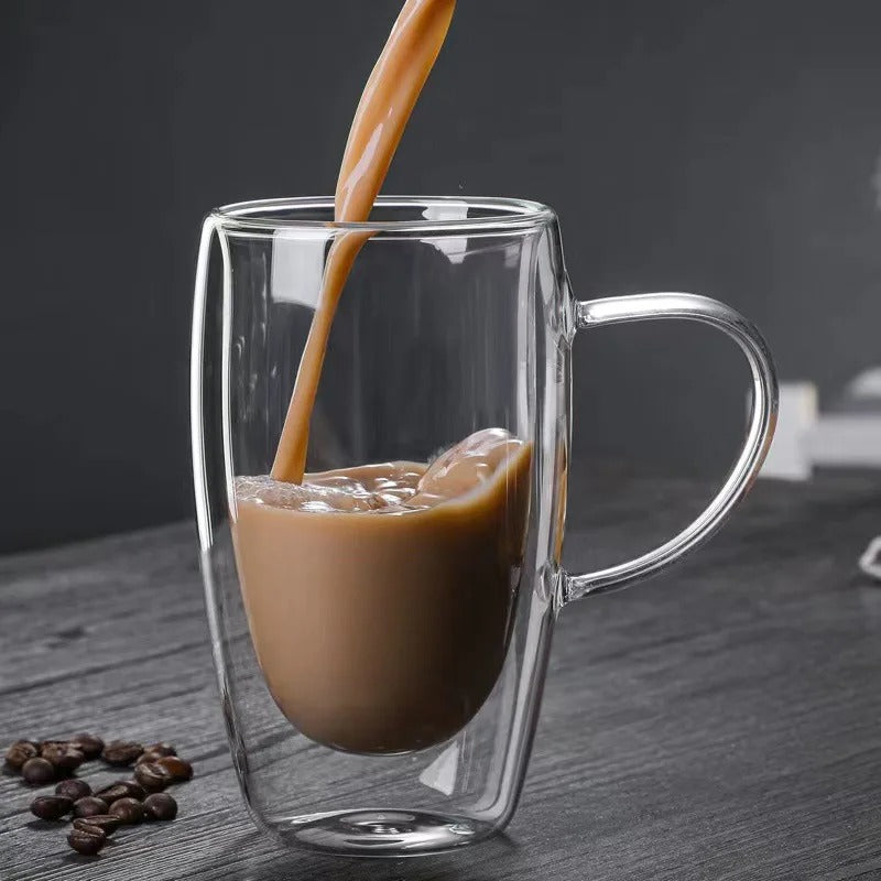 Double Wall Borosilicate Glass Mug | Heat-Resistant Tea, Coffee, Milk & Juice Cup | Gift Drinkware