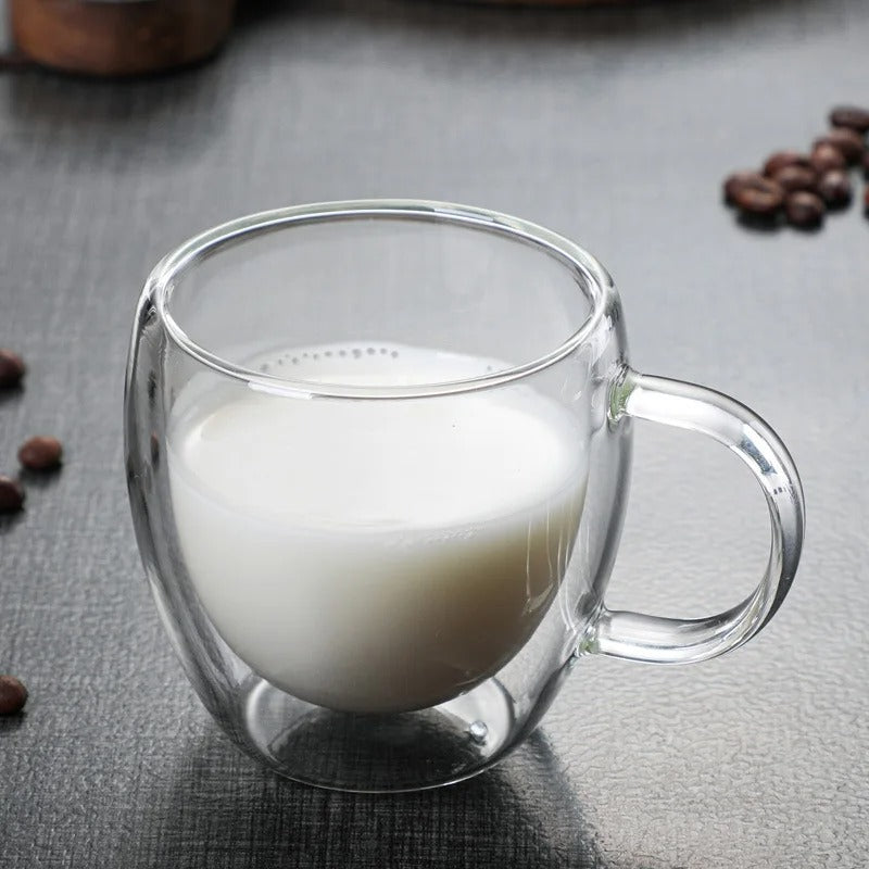 Double Wall Borosilicate Glass Mug | Heat-Resistant Tea, Coffee, Milk & Juice Cup | Gift Drinkware