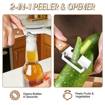 3-in-1 Vegetable Peeler & Kitchen Slicer with Bottle Opener | Stainless Steel Multifunctional Tool Qatar