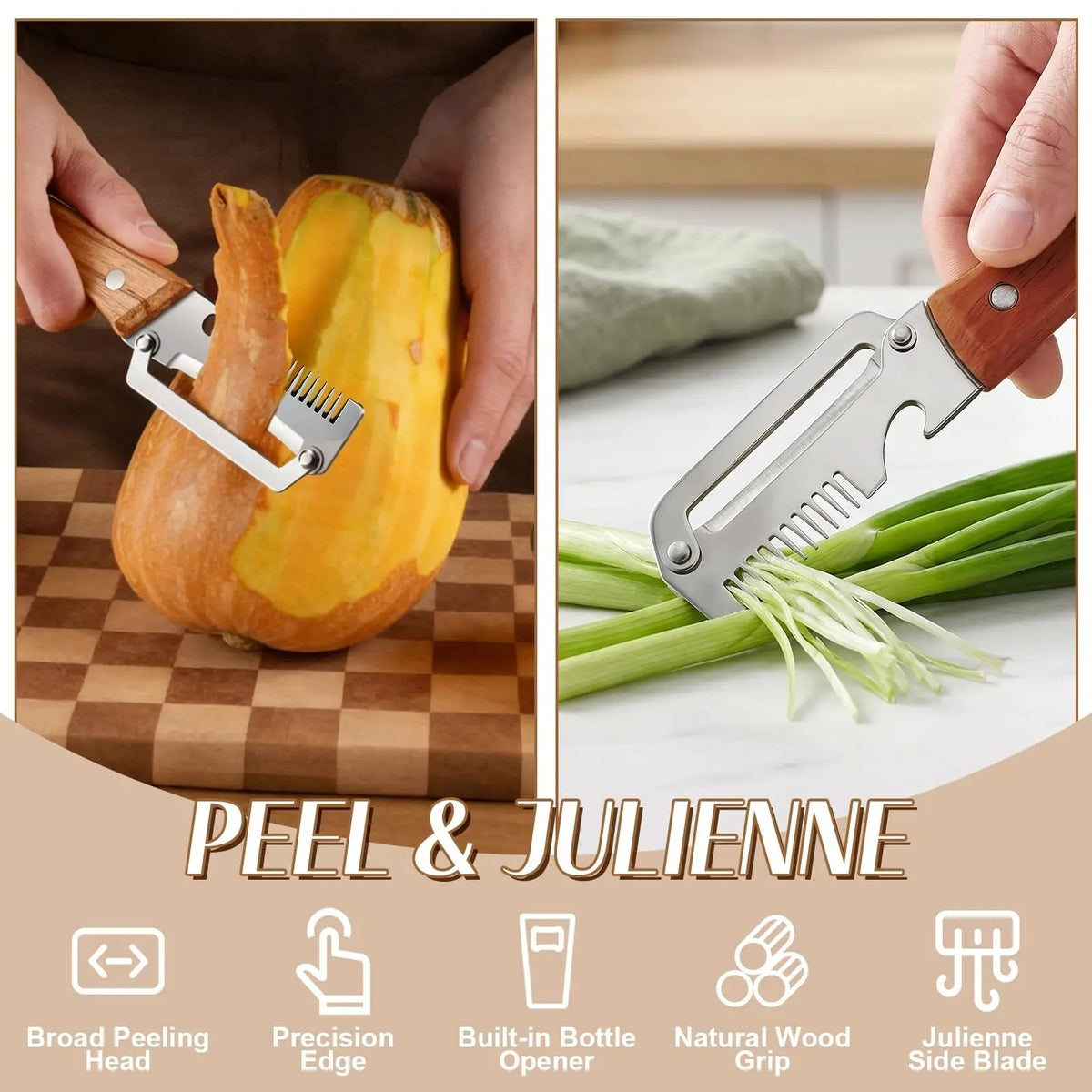 3-in-1 Vegetable Peeler & Kitchen Slicer with Bottle Opener | Stainless Steel Multifunctional Tool Qatar