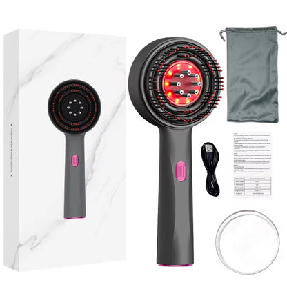 Zinggal Electric Scalp Massager comb with Red Light & 6ml Hair Oil Applicator – Rechargeable 3-Mode Massage Comb
