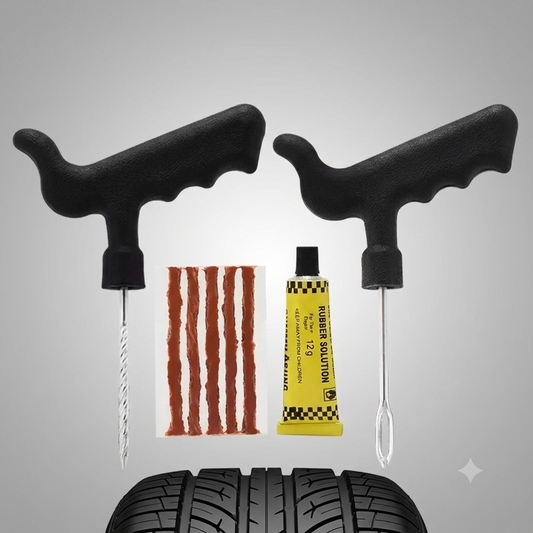 5-Piece Tubeless Tire Repair Kit | Motorcycle, Car & Truck Tire Puncture Repair Tool with Rubber Plugs