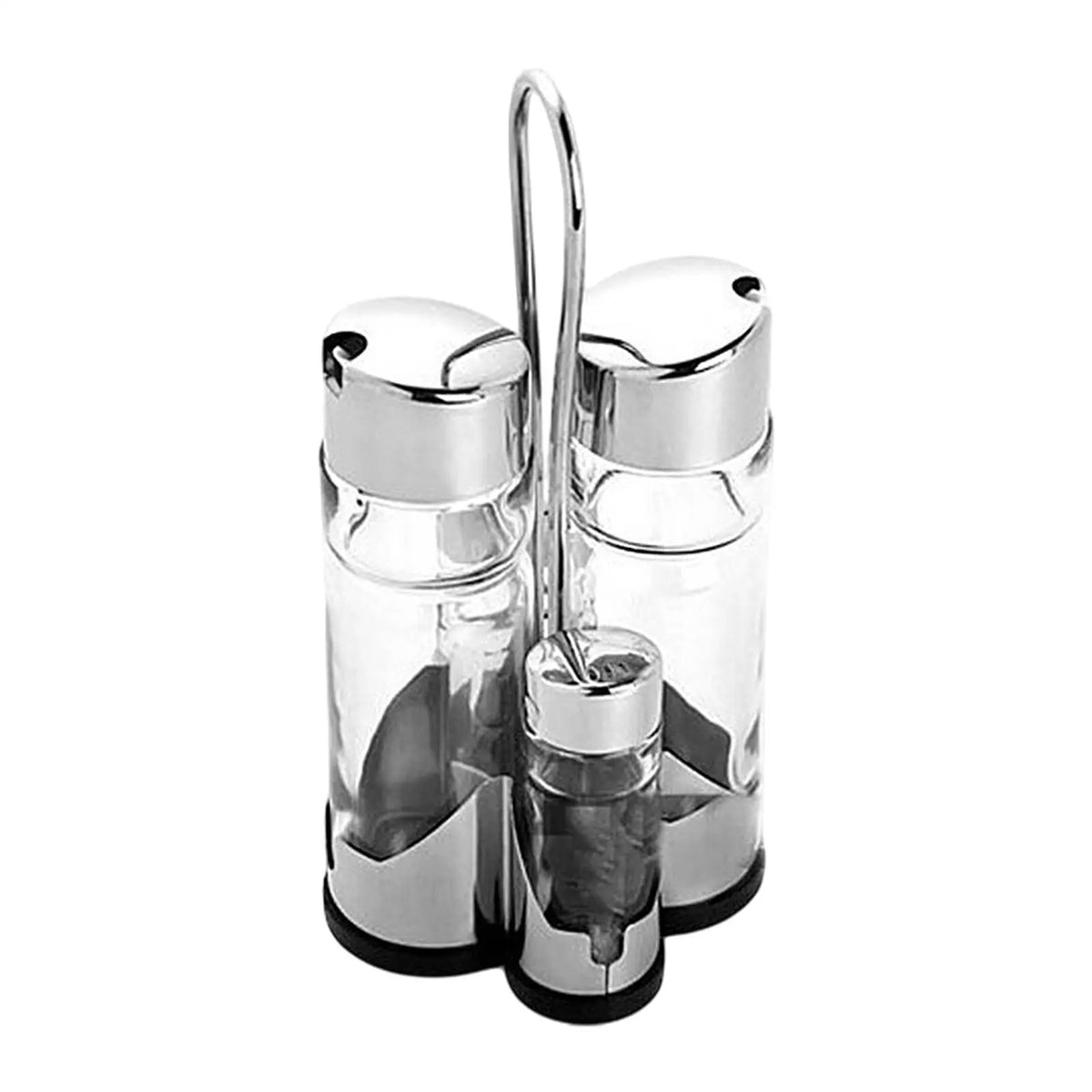 Glass Oil & Vinegar Dispenser Set with Condiment Jars | Zinggal
