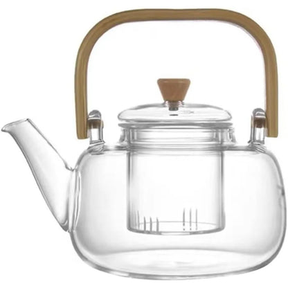 Glass Teapot with Stainless Steel with removeable Infuser – Teapot blooming and loose leaf tea maker Kettle for camping-zinggal