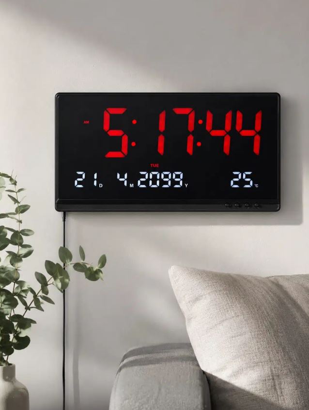 LED Digital Wall Clock | Large HD Electronic Clock Display for Home & Office