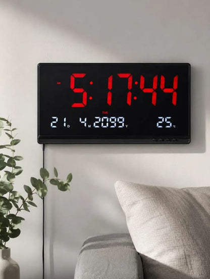 LED Digital Wall Clock | Large HD Electronic Clock Display for Home & Office