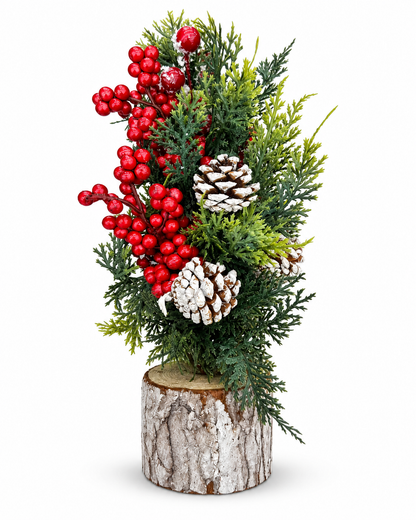 Mini Christmas Trees – Snow Frosted Bottle Brush Christmas Trees with Wooden Base-zinggal-Qatar
