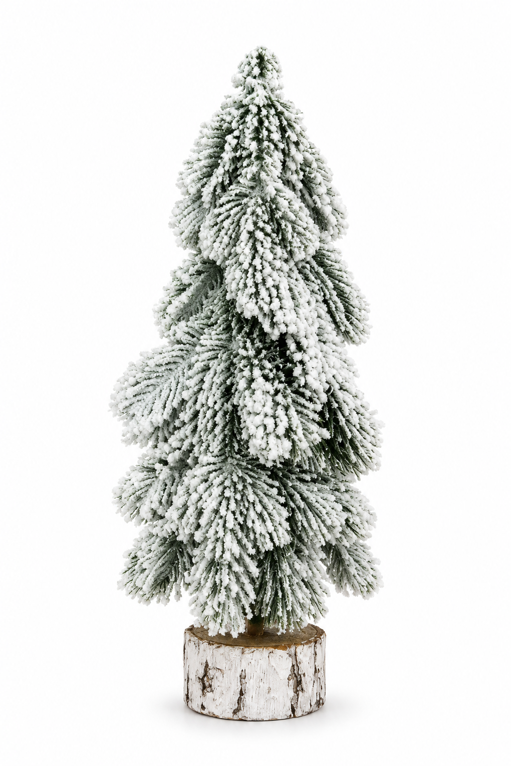 Mini Christmas Trees – Snow Frosted Bottle Brush Christmas Trees with Wooden Base-zinggal-Qatar