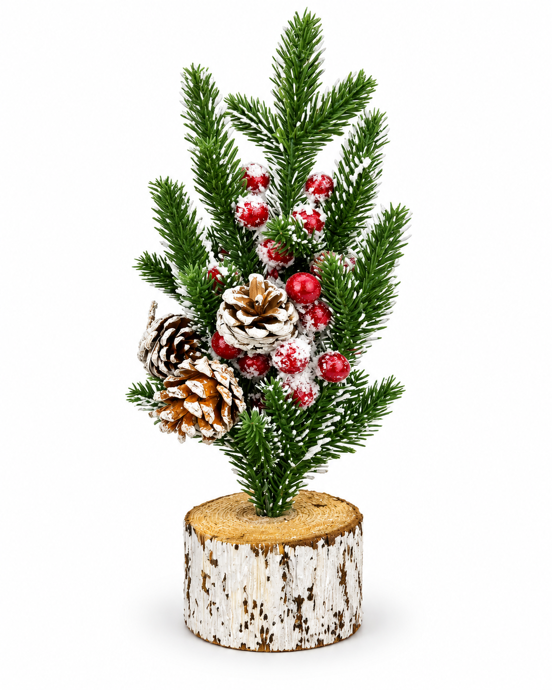 Mini Christmas Trees – Snow Frosted Bottle Brush Christmas Trees with Wooden Base-zinggal-Qatar